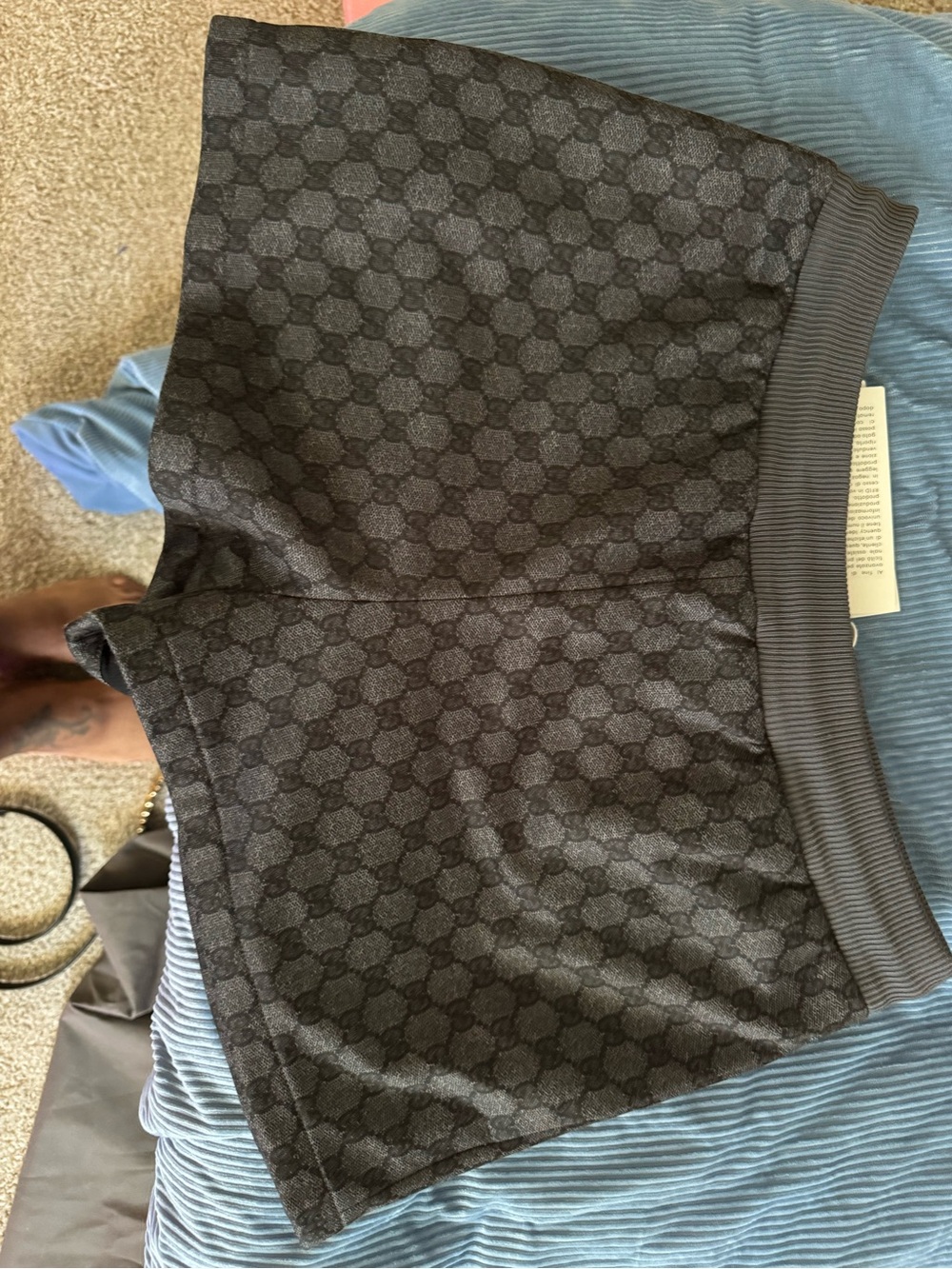 Gucci Dark Gray GG Monogram Elastic-Waist Shorts - Picture 1 of 2